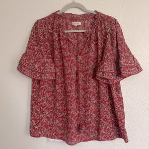 Red Floral Blouse